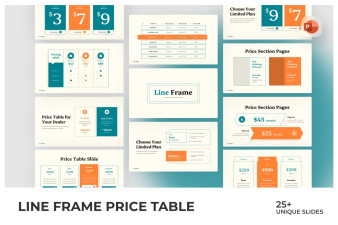 Line Frame Table Price PowerPoint Template